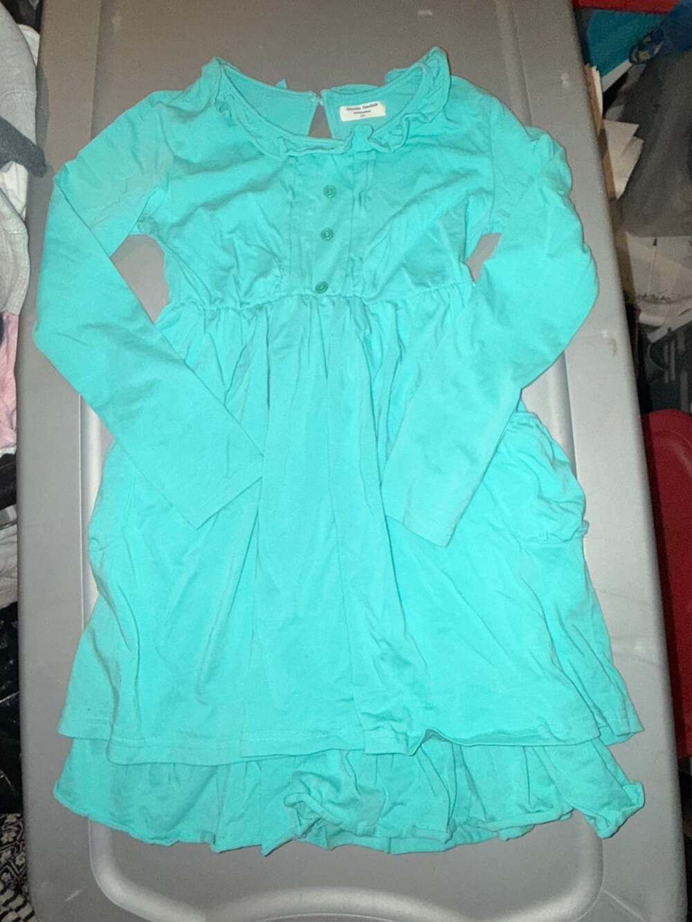 Adorable Essentials Size 10T Green Long Sleeve Dress